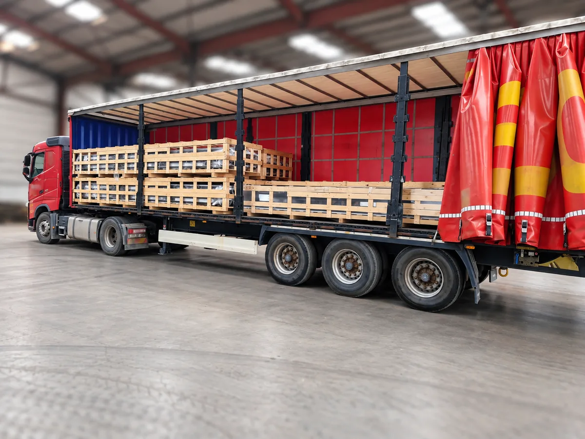 Camion chargé de caisses en bois